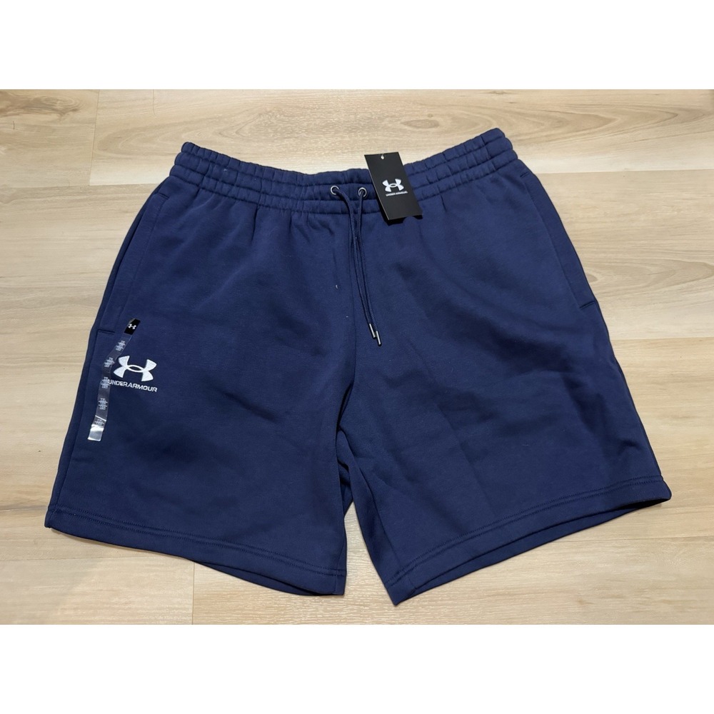 Under Armour Mens UA Icon Fleece Sweat Shorts Navy Size XL NWT